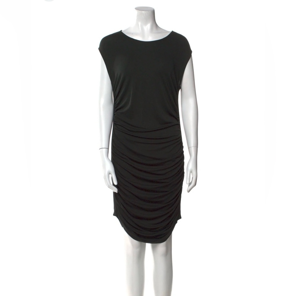 10 Crosby Derek Lam Black Ruched Midi Dress